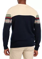 Men's Holiday Snowflake Crew Neck Sweater