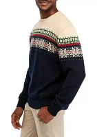 Men's Holiday Snowflake Crew Neck Sweater