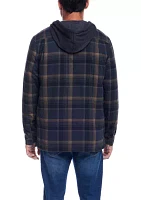 Men's Sherpa Lined Hooded Flannel Shirt Jacket