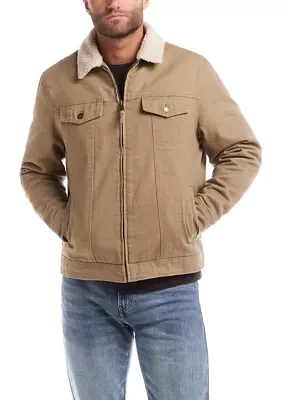 Men's Sherpa Lined Canvas Twill Trucker Jacket