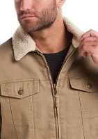 Men's Sherpa Lined Canvas Twill Trucker Jacket