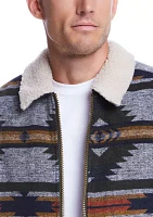 Men's Southwest Printed Jacket with Sherpa Collar