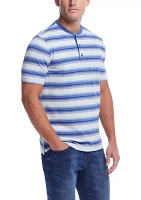 Men's Striped Sueded Jersey Henley Shirt