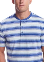 Men's Striped Sueded Jersey Henley Shirt