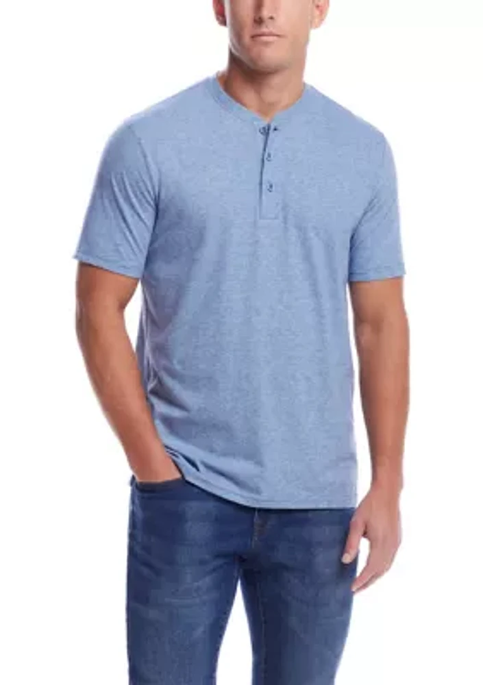 Men's Short Sleeve Microstripe Suede Jersey Henley Shirt