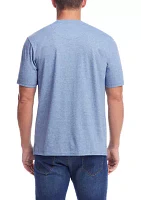 Men's Short Sleeve Microstripe Suede Jersey Henley Shirt