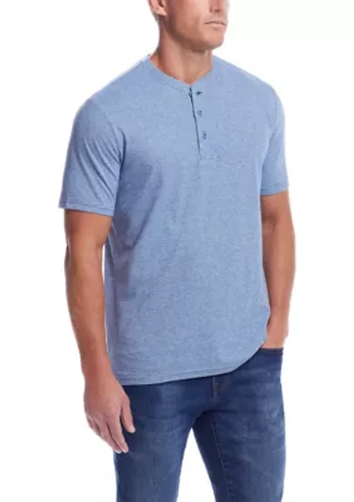 Men's Short Sleeve Microstripe Suede Jersey Henley Shirt