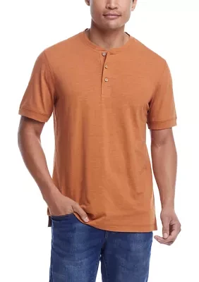 Men's Short Sleeve Solid Sueded Jersey Henley Shirt