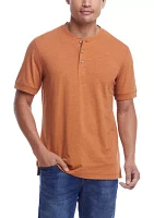 Men's Short Sleeve Solid Sueded Jersey Henley Shirt