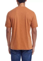 Men's Short Sleeve Solid Sueded Jersey Henley Shirt