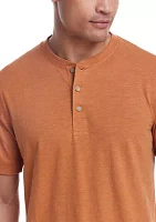 Men's Short Sleeve Solid Sueded Jersey Henley Shirt