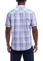 Short Sleeve End-On-End Plaid Shirt