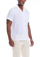 Men's Short Sleeve Linen Cotton Dobby Shirt