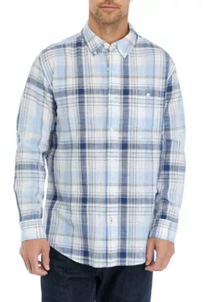 Men's Plaid Printed Cotton Twill Shirt