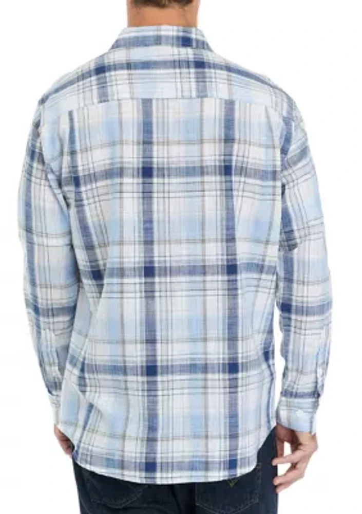 Men's Plaid Printed Cotton Twill Shirt