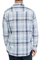 Men's Plaid Printed Cotton Twill Shirt