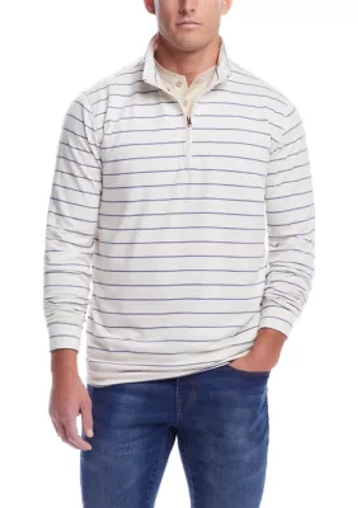 Men's Long Sleeve Striped 1/4 Zip Pullover