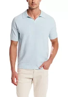 Men's Short Sleeve Mixed Johnny Collar Sweater