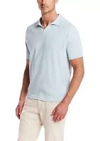 Men's Short Sleeve Mixed Johnny Collar Sweater