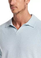 Men's Short Sleeve Mixed Johnny Collar Sweater