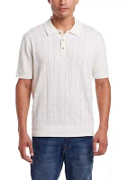 Men's Short Sleeve Pointelle Polo Sweater