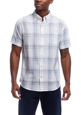 Men's Short Sleeve Cotton Plaid Shirt