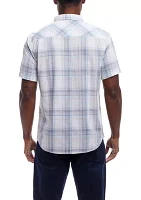 Men's Short Sleeve Cotton Plaid Shirt