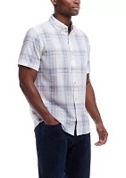 Men's Short Sleeve Cotton Plaid Shirt