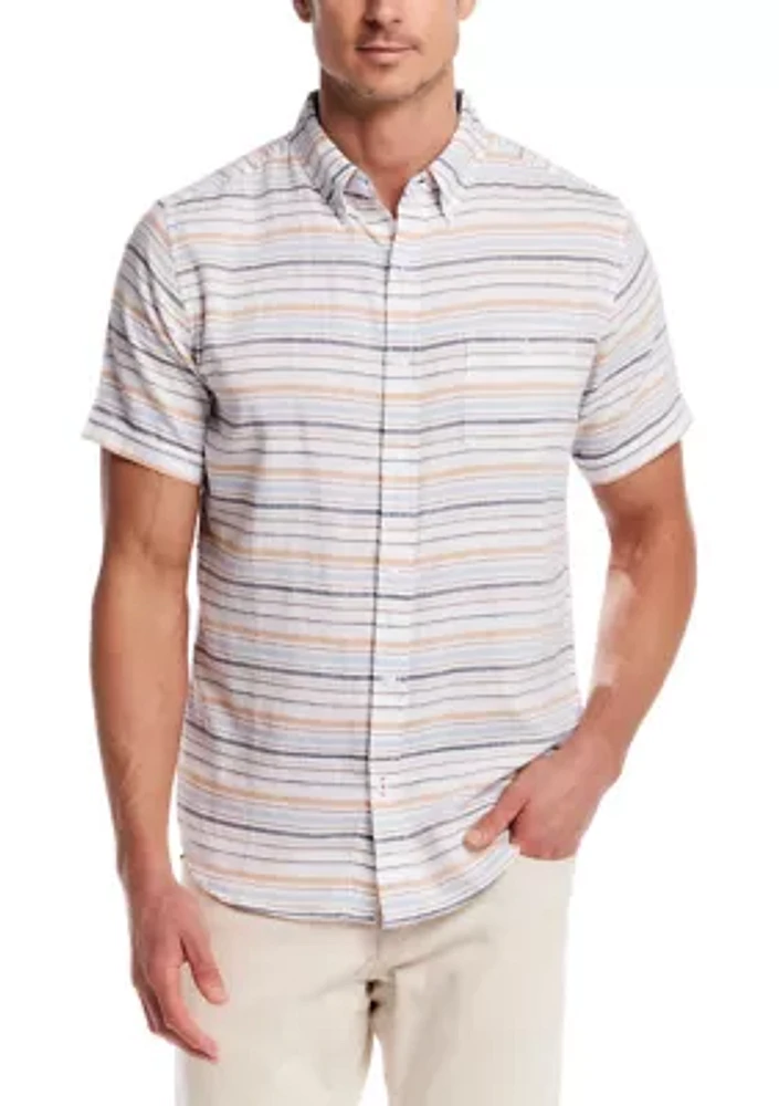 Men's Short Sleeve Country Twill Horizontal Striped