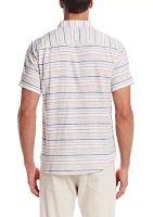 Men's Short Sleeve Country Twill Horizontal Striped