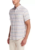 Men's Short Sleeve Country Twill Horizontal Striped