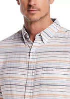 Men's Short Sleeve Country Twill Horizontal Striped