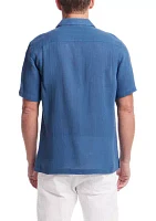 Men's Short Sleeve Cotton Linen Airtex Shirt