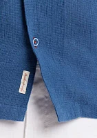 Men's Short Sleeve Cotton Linen Airtex Shirt