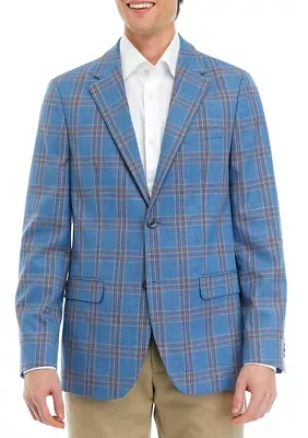 Teal Blue Plaid Sport Coat