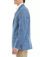 Teal Blue Plaid Sport Coat