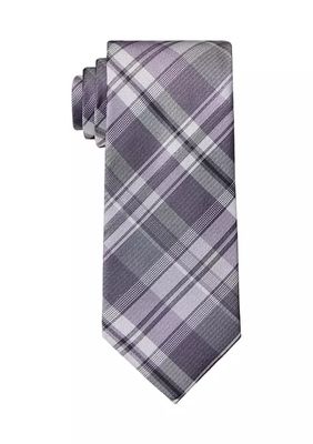 Enlarged Check Plaid Print Tie