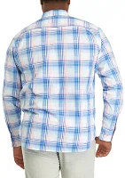 Big & Tall Long Sleeve Sarasota Stretch Ombré Check Print Shirt