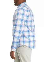 Big & Tall Long Sleeve Sarasota Stretch Ombré Check Print Shirt