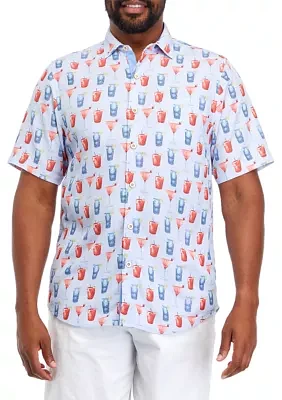 Big & Tall Short Sleeve Coconut Point Red, White and Cheers Shirt