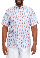 Big & Tall Short Sleeve Coconut Point Red, White and Cheers Shirt