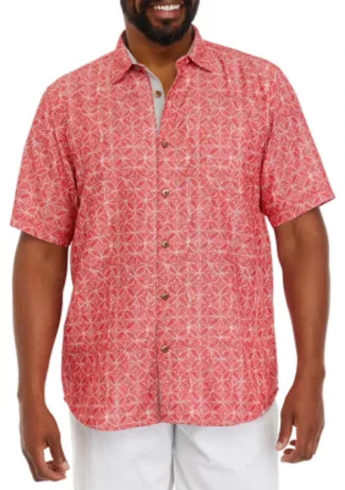 Big & Tall Short Sleeve Coconut Point Fleur de Geo Shirt