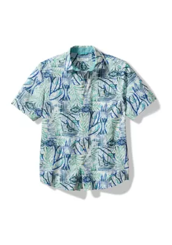 Big & Tall Nova Wave Bermuda Batik Printed Button Down Shirt