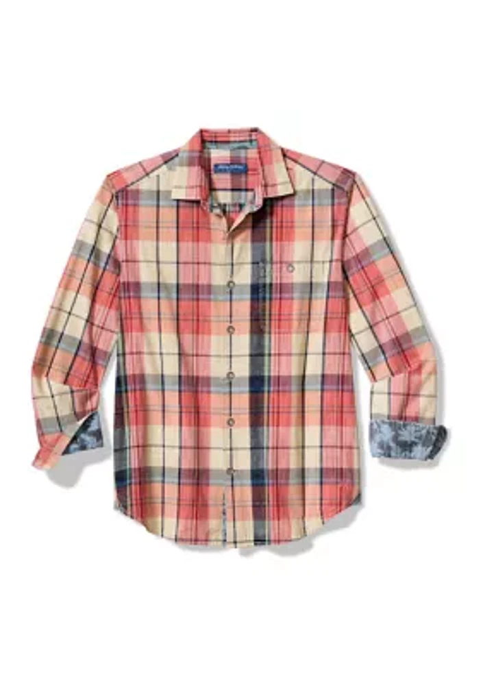 Big & Tall Sun Wash Checkered Button Up Shirt