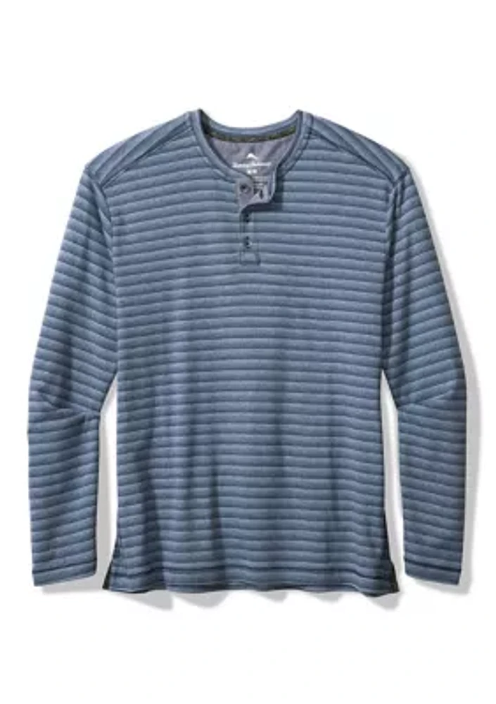 Men's Long Sleeve Shadow Bay Stripe Henley Shirt