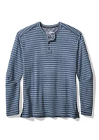 Men's Long Sleeve Shadow Bay Stripe Henley Shirt