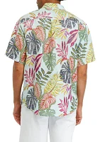 Men's Short Sleeve Tropical Print Button Up Shirt