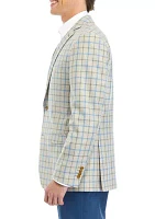 Tan Blue Windowpane Sport Coat