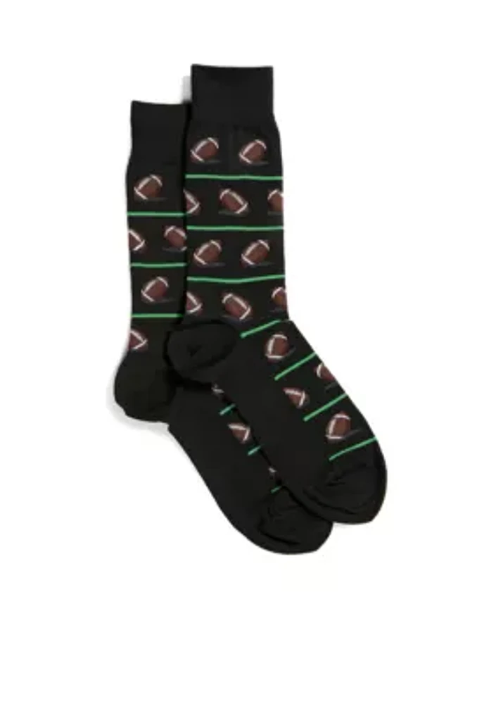 Football Printed Crew Socks - Single Pair