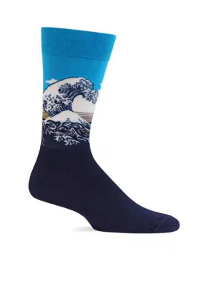 " Artist Series" Great Wave Crew Socks - Single Pair